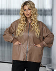 Stylish faux-leather jacket for IT professionals, with 100% polyamide, image of black jacket with modern cut.