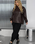 Faux-leather jacket for IT staff, image of jacket with polyamide lining, stylish and modern clothing.