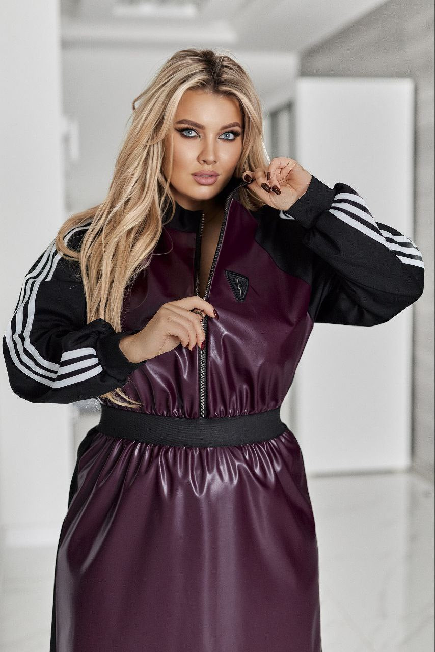 Jurk met leren details