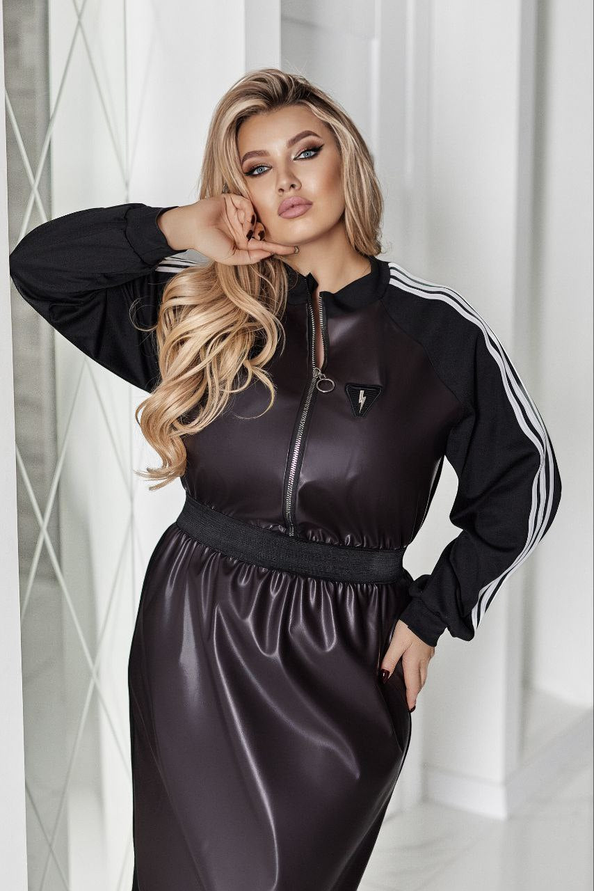 Jurk met leren details