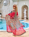 Long printed beach tunic  от viscose и polyester, с цветен дизайн, подходяща за плаж и лятна обстановка.