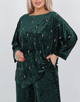 Velvet dress with pearls, grey, with an elegant design and pearls along the neckline, made from viscose, cotton and elastane.