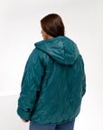 Lightweight hooded jacket made from polyester, image of blue jacket with closed zip and hood, suitable for spring and autumn.