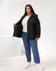 Lightweight hooded jacket made from polyester, model from a Bulgarian brand, showing smooth texture and comfortable cut