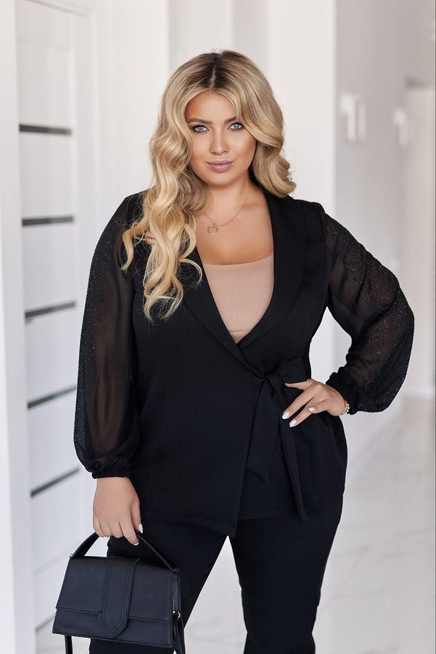 Embellished set with stones on the sleeve  - Twiggy Shop