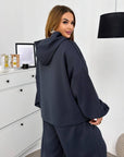 Hooded knit set, cotton and polyester, in comfortable sporty clothing for comfort and style.