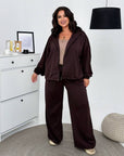 Hooded knit set, 60% cotton, 35% polyester, 5% elastane, in gentle colours, comfortable design.