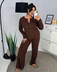 Soft button-up pyjamas made from viscose and polyester, comfortable for night clothing, in gentle colours.