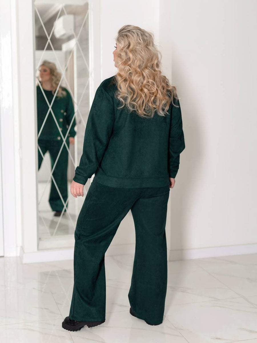 Velour set decorated with buttons – Twiggy Shop || Plus size