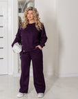 Velour set decorated with buttons  - Twiggy Shop