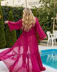 Long beach tunic  от viscose и polyester, светла и свободна, с летящ силует, подходяща за плаж и лятна почивка.