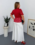 Lace blouse with a composition of 60% cotton and 40% nylon, white with delicate lace design, suitable for everyday style