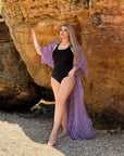 Long printed beach tunic  от viscose и polyester, подходяща за летен плаж, с ярки цветни шарки.