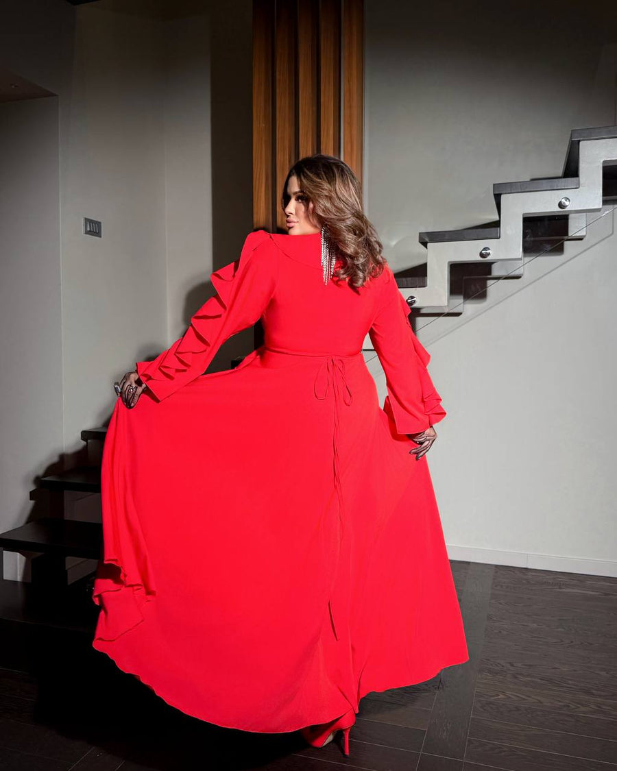 Rochie lunga cu volane