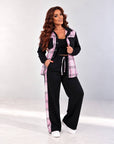 Fleece-lined set with checked inserts, contains 80% cotton and 20% polyester, with bright checked design and comfortable inserts.