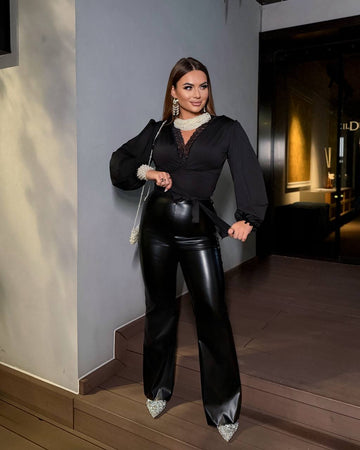 Quilted leather pants