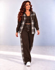 Fleece-lined set with checked inserts, containing 80% cotton and 20% polyester, shown in the image.