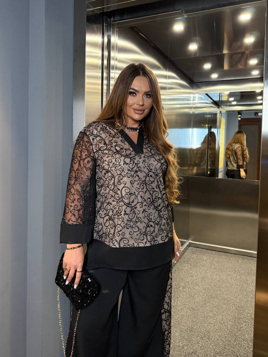 Tüll szett fényes díszítéssel