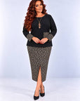 Printed blouse and skirt set, polyester, viscose and spandex, for everyday style, image of fashionable women's set