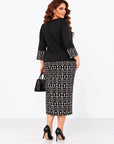 Printed blouse and skirt set made from polyester, viscose and spandex, stylish and comfortable women's clothing.