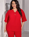 Conjunto blusa y pantalón abotonado