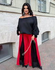 Set with wide-leg trousers made from polyester, lycra and nylon, pictured in the image.