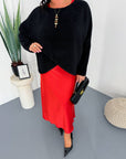 Satin dress and soft jumper set