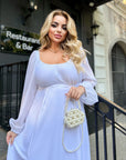 Rochie din tricotaj cu maneci din sifon