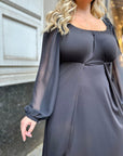 Knitwear dress with chiffon sleeves