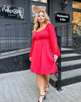 Knitwear dress with chiffon sleeves