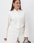 Blazer, skirt and shorts set made from polyester, lycra and nylon, stylish clothing for modern look.