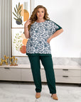 Set met blouse van zachte stof met print