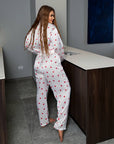 Satin pajama set with hearts  - Twiggy Shop