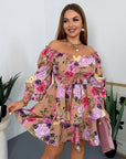 Short floral dress with ruffles made from cotton and polyester, suitable for summer clothing, in the photo.