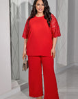 Conjunto de blusa y pantalón de encaje