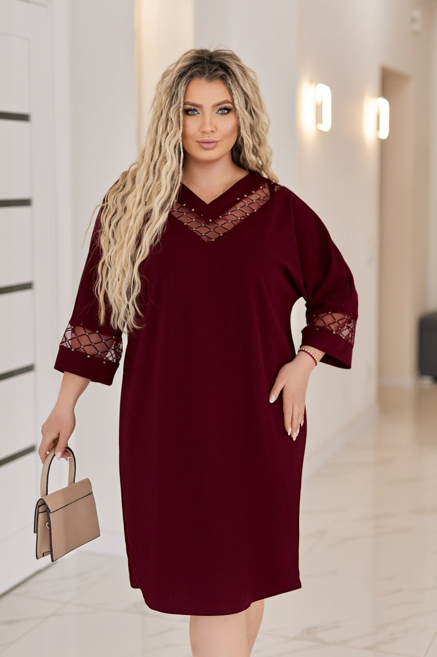 Straight-cut dress with mesh  - Twiggy Shop