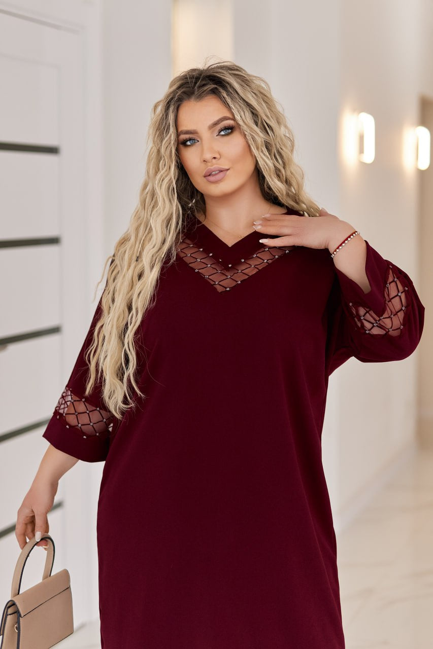 Straight-cut dress with mesh  - Twiggy Shop