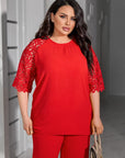 Conjunto de blusa y pantalón de encaje