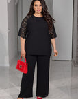 Conjunto de blusa y pantalón de encaje