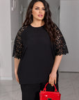 Conjunto de blusa y pantalón de encaje