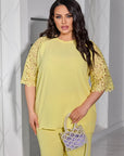 Conjunto de blusa y pantalón de encaje