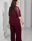 Conjunto de blusa y pantalón de encaje