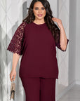 Conjunto de blusa y pantalón de encaje