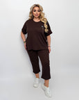 Set with cropped shorts  от cotton, polyester и elastane, подходящ за ежедневна носия, в светъл цвят.