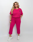 Set with cropped shorts  от cotton и polyester, подходящ за ежедневна носия, на изображението.