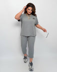 Set with cropped shorts  от cotton, polyester и elastane, модел от White цвят, подходящ за ежедневна употреба.