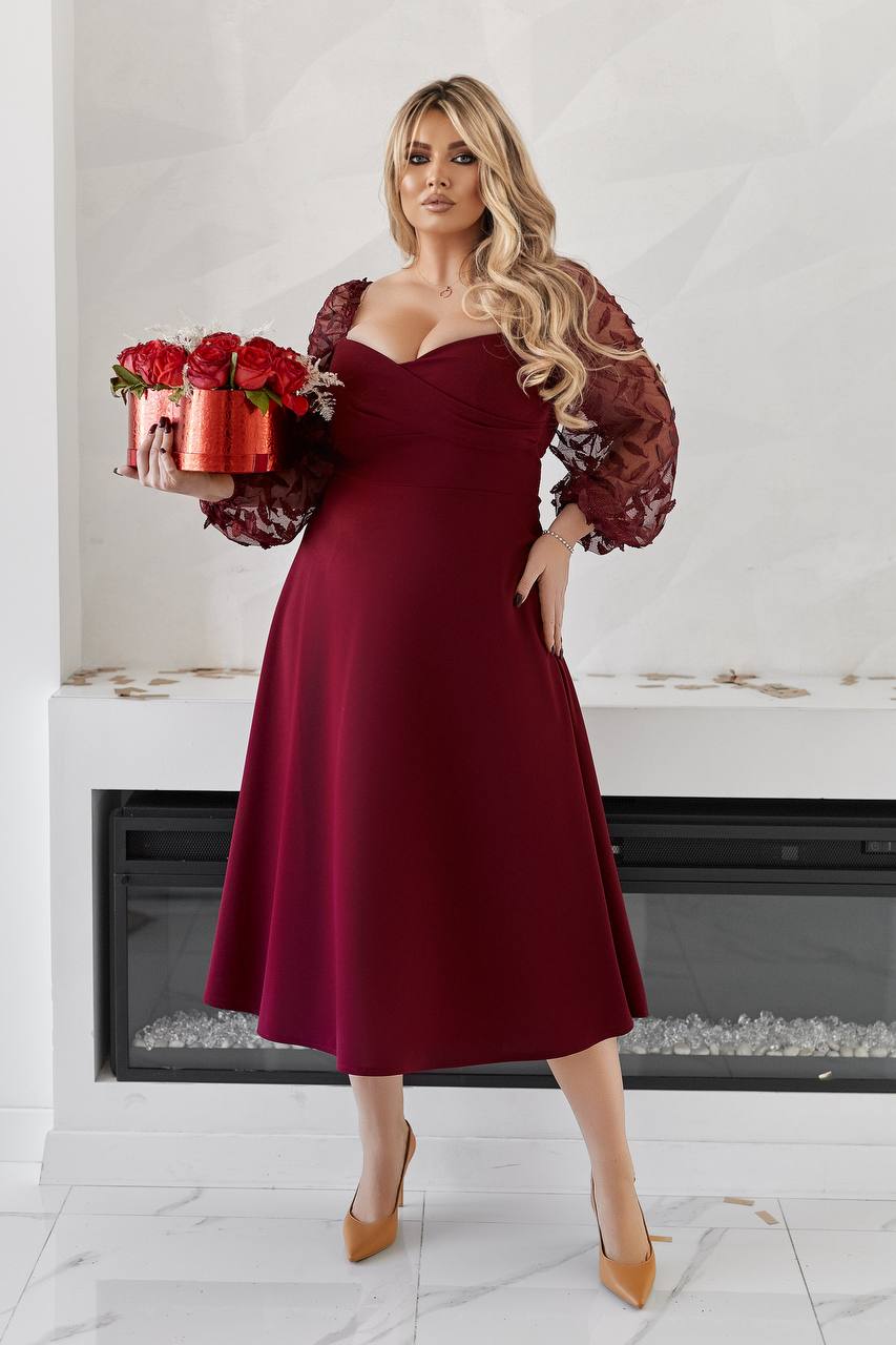 Midi dress with mesh