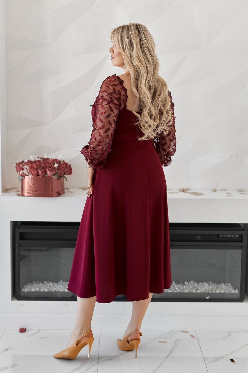 Midi dress with mesh