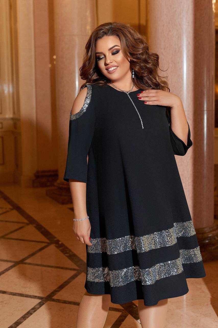 Dress below the knee with sequins  - Twiggy Shop