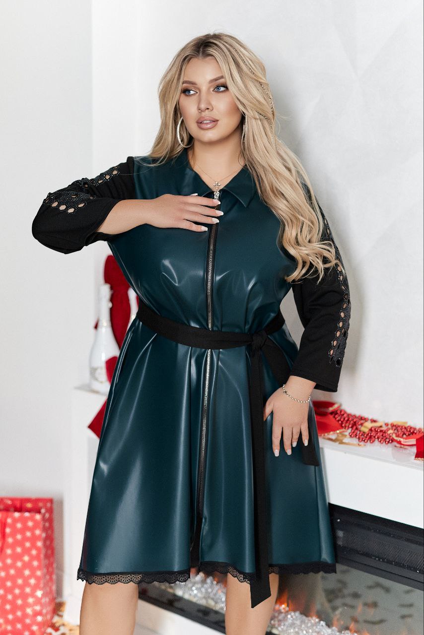 Asymmetrisches Lederkleid